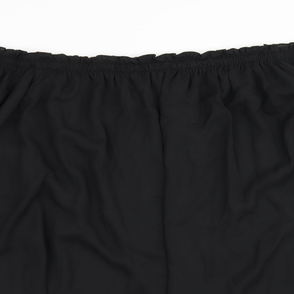 Zanzea Womens Black  Polyester Basic Blouse Size 3XL Off the Shoulder - Bell Sleeve