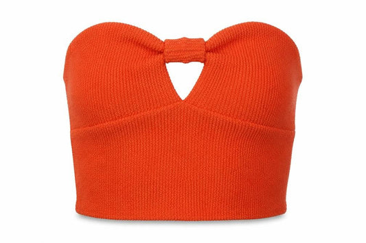 Boohoo Womens Orange  Polyester Cropped Tank Size 12 Off the Shoulder