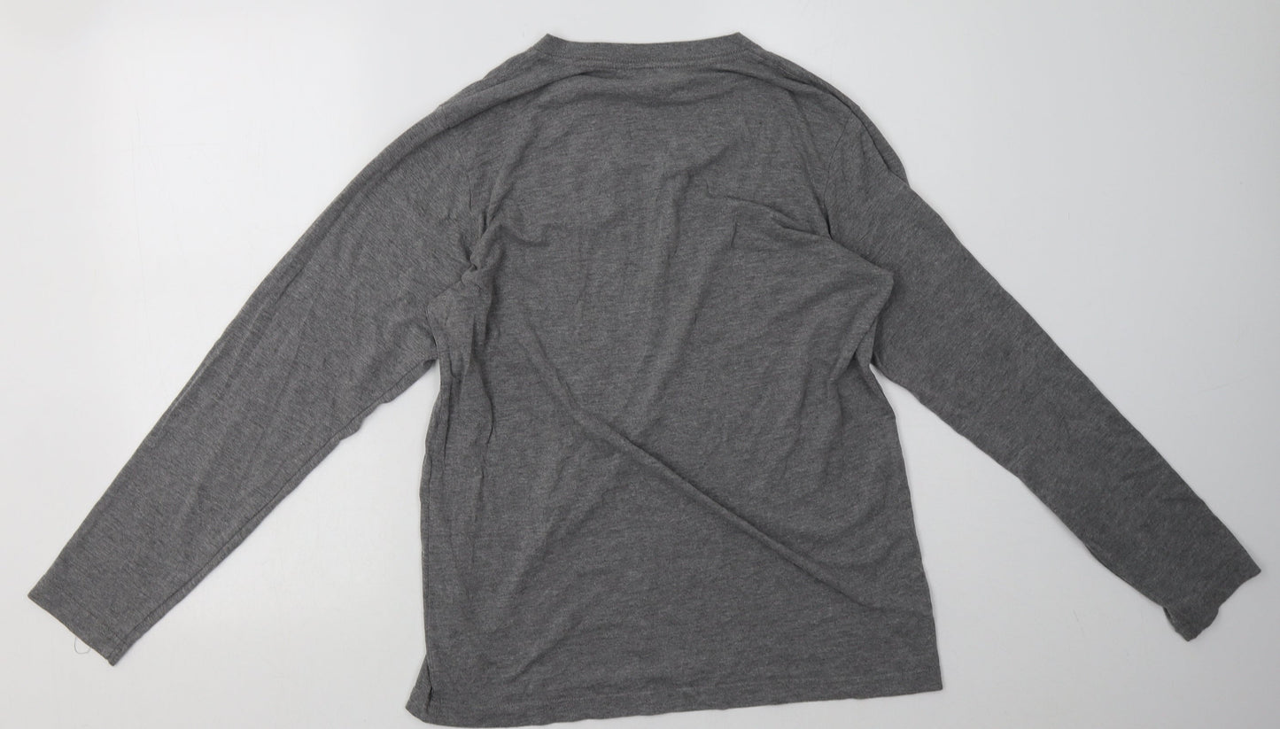 Canvas Mens Grey  Polyester Pullover Sweatshirt Size M