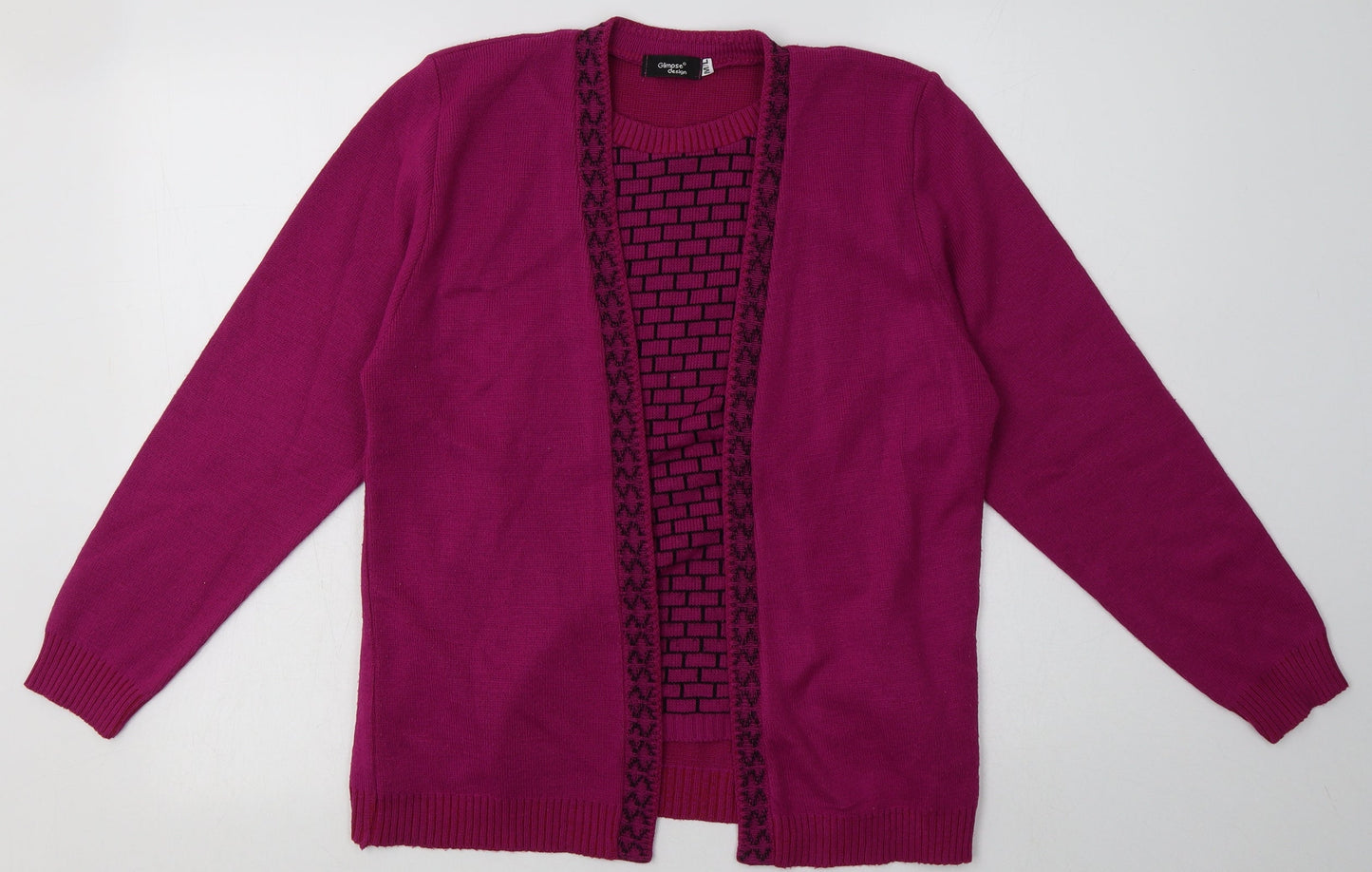 Glimpse Design Womens Purple Geometric Acrylic Pullover Sweatshirt Size M  Pullover