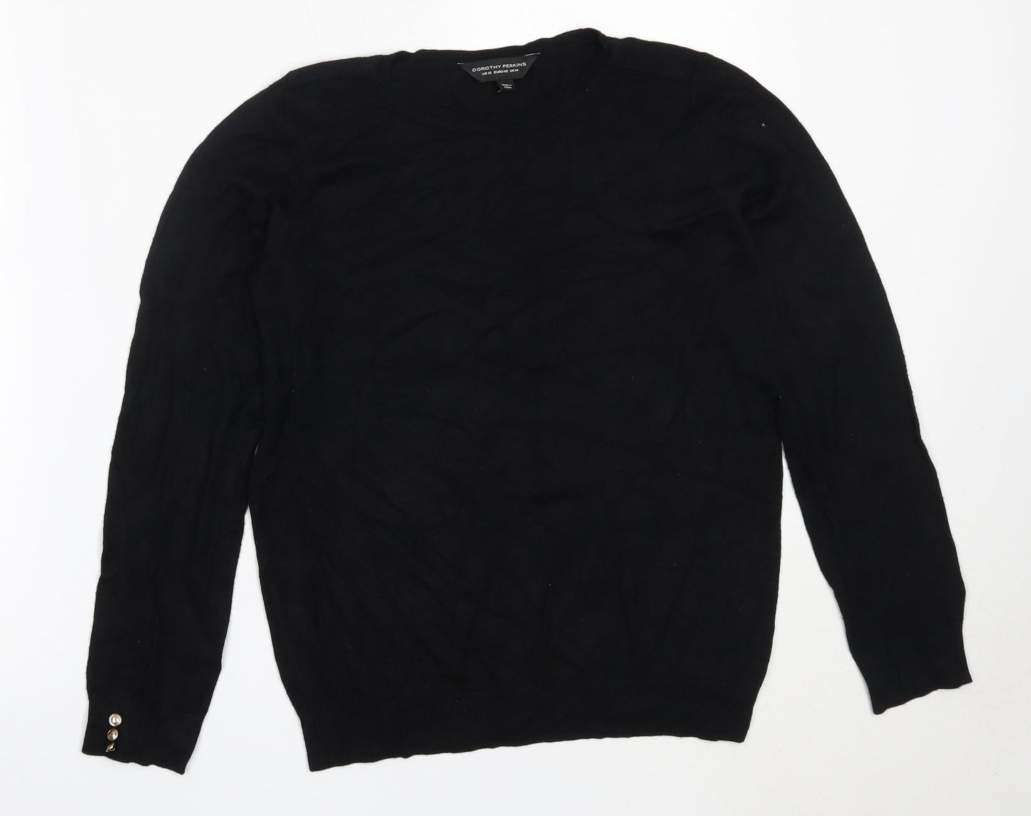 Dorothy Perkins Womens Black Round Neck  Viscose Pullover Jumper Size 14
