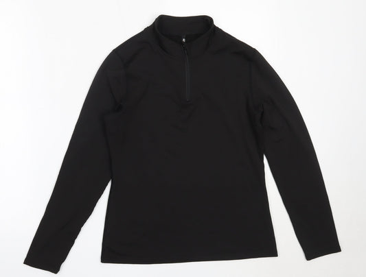 PRETTYLITTLETHING Womens Black  Polyester Henley Sweatshirt Size M