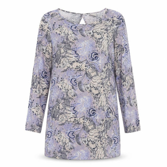 Vera Moda Womens Purple Geometric Viscose Shift  Size L  Round Neck