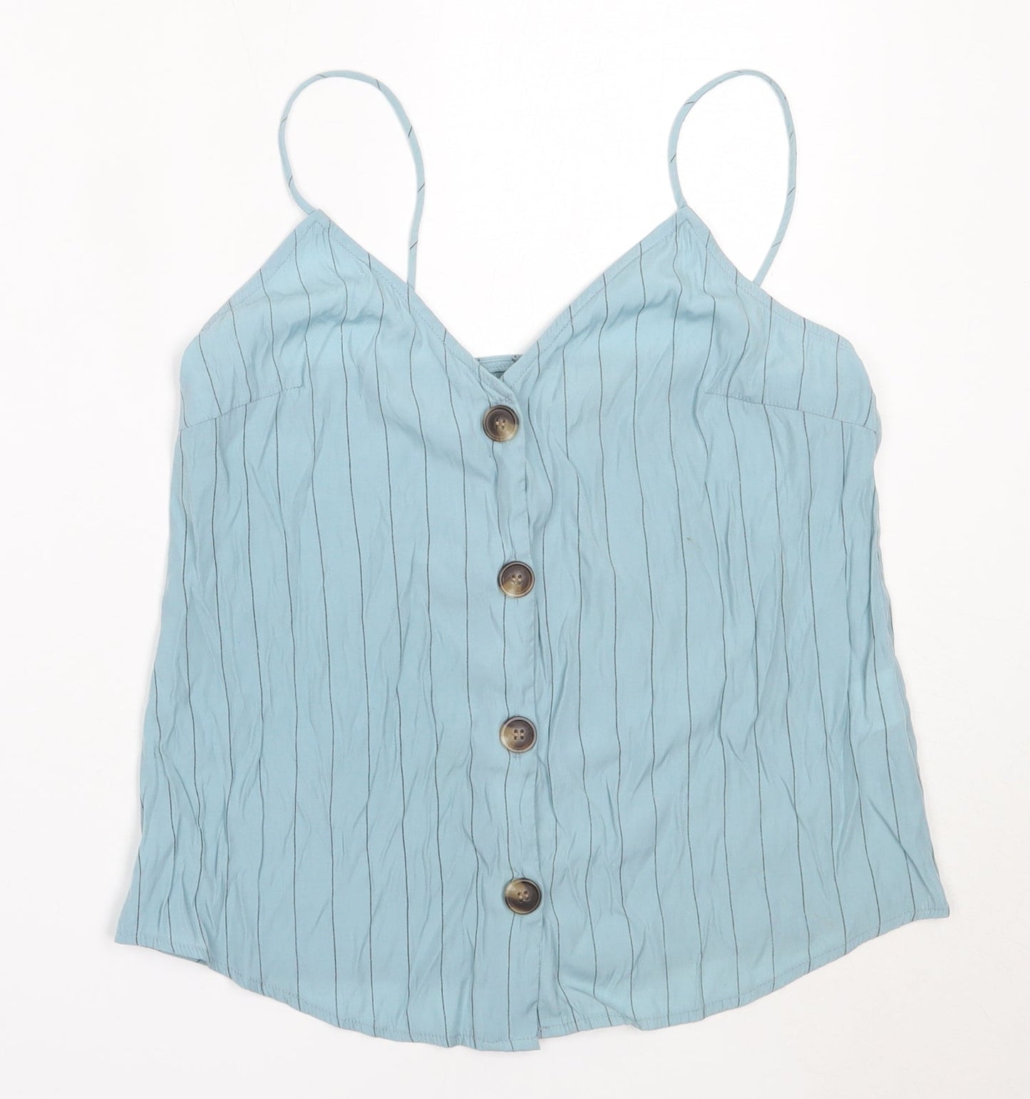 Vera & Lucy Womens Blue Striped Viscose Camisole Blouse Size S V-Neck