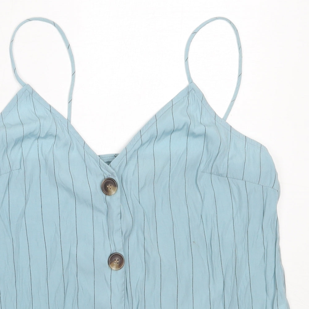 Vera & Lucy Womens Blue Striped Viscose Camisole Blouse Size S V-Neck