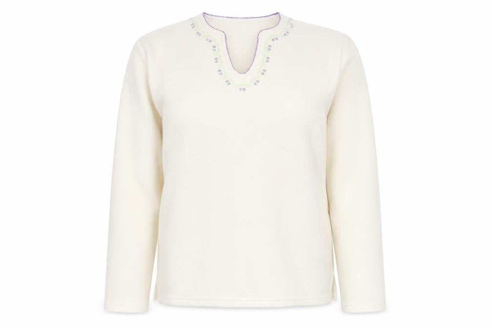 Neutral Territory Womens Ivory V-Neck  Polyester Pullover Jumper Size S