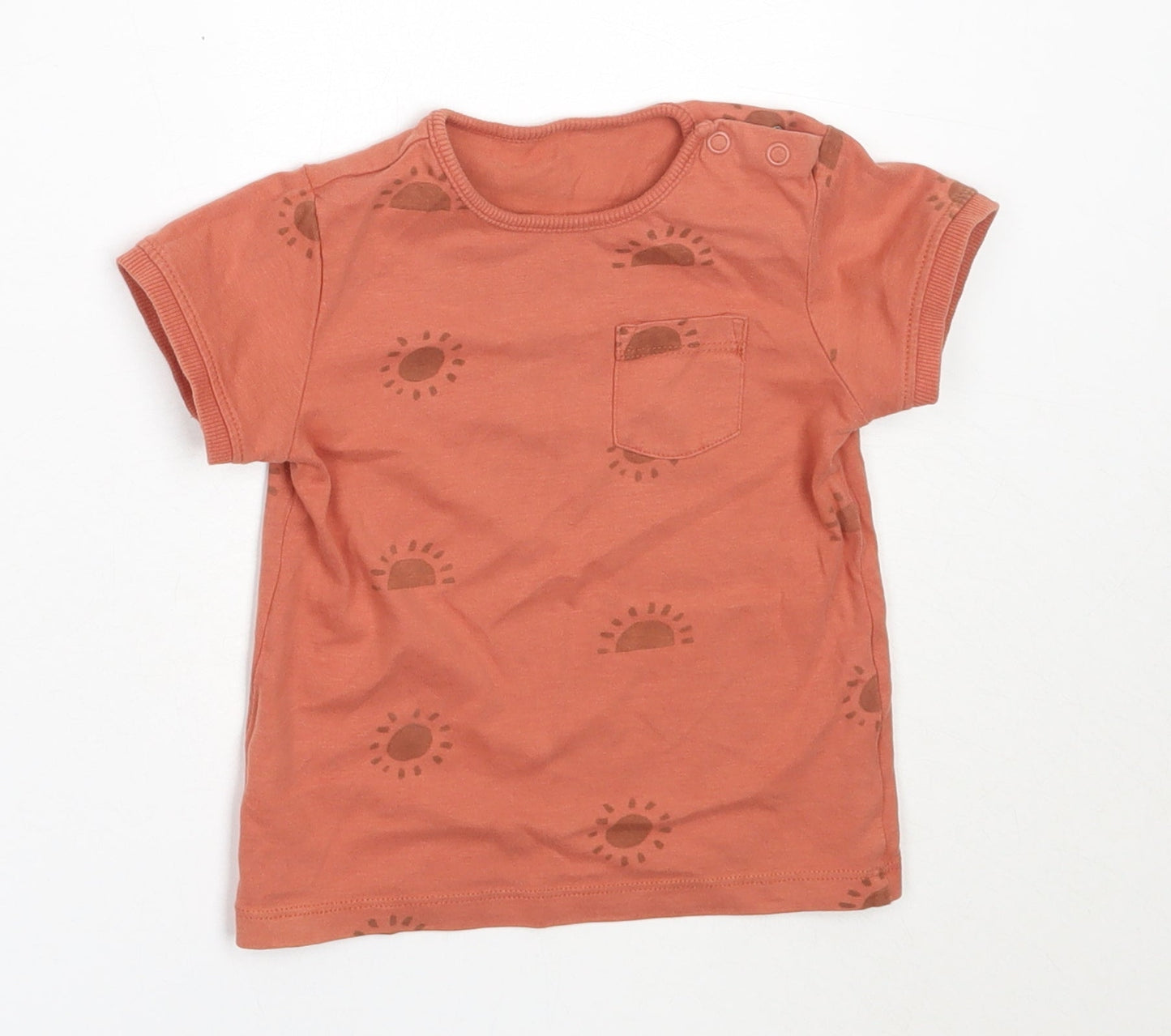TU Boys Orange  Cotton Basic T-Shirt Size 12-18 Months Round Neck