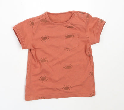 Tu Boys Orange  Cotton Basic T-Shirt Size 12-18 Months Round Neck