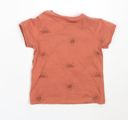 Tu Boys Orange  Cotton Basic T-Shirt Size 12-18 Months Round Neck