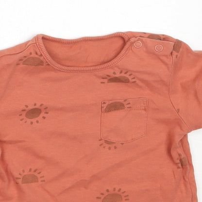 Tu Boys Orange  Cotton Basic T-Shirt Size 12-18 Months Round Neck