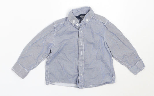 Mini Rebel Boys Blue  Cotton Basic Button-Up Size 12-18 Months Collared