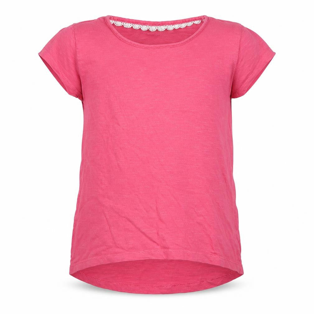 Matalan Girls Pink  Cotton Basic T-Shirt Size 7 Years Round Neck