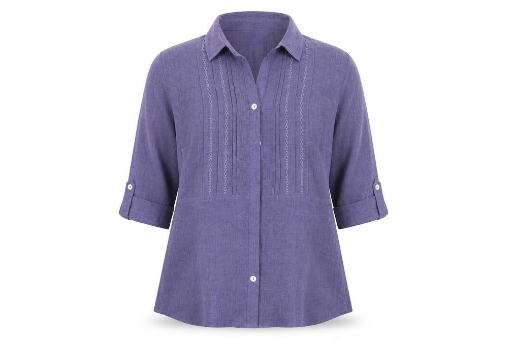 BM Womens Purple  Polyester Basic Button-Up Size 12 Collared