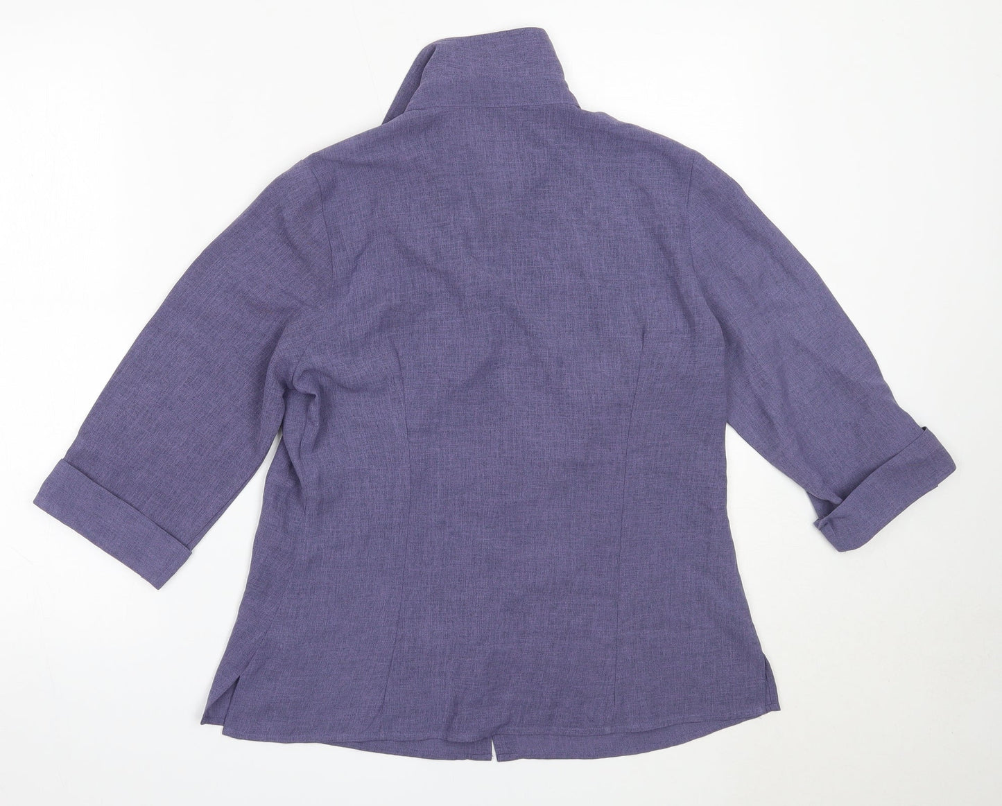BM Womens Purple  Polyester Basic Button-Up Size 12 Collared