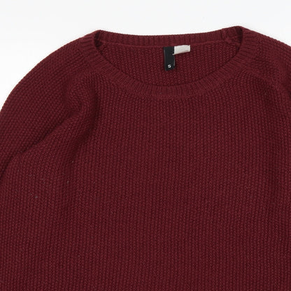 H&M Mens Red Round Neck  Acrylic Pullover Jumper Size S