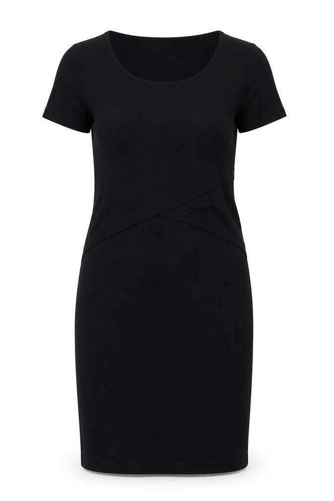 Mamalicious Womens Black  Viscose Pencil Dress  Size M  Round Neck