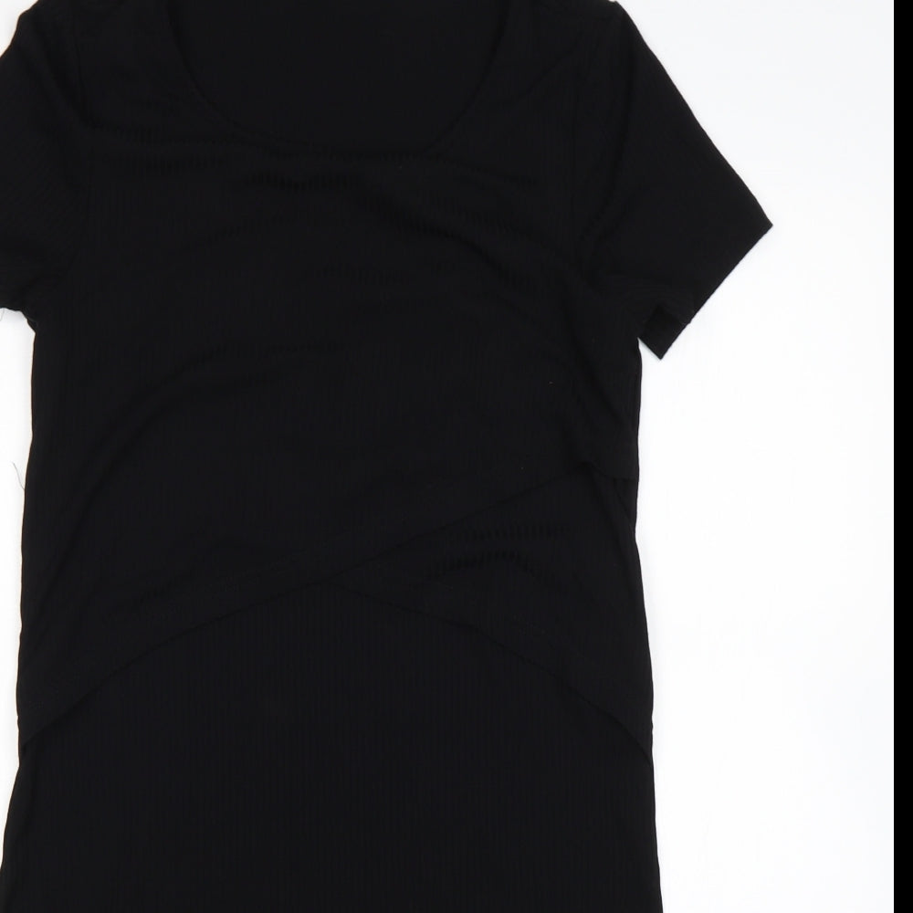 Mamalicious Womens Black  Viscose Pencil Dress  Size M  Round Neck