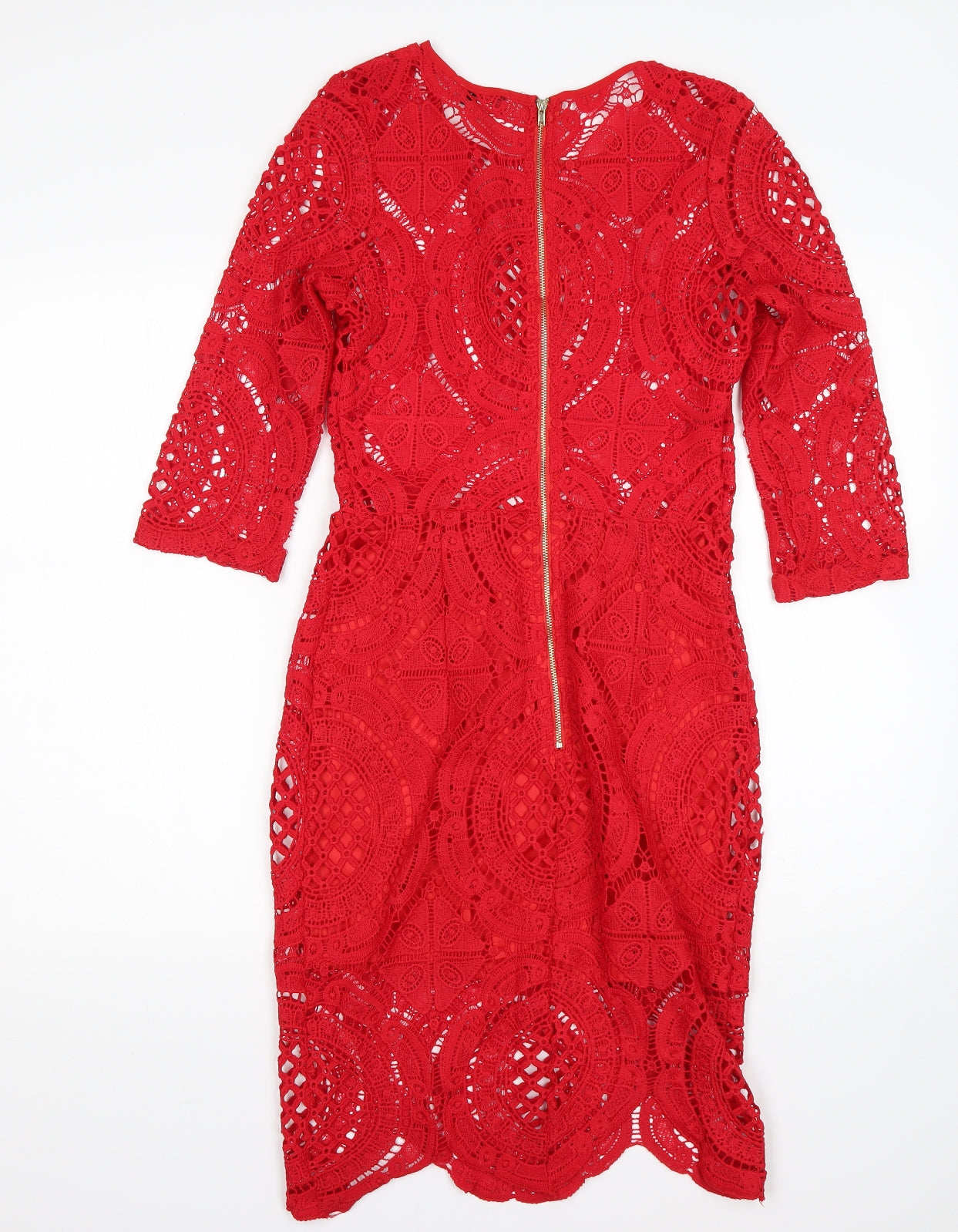 Missy Empire Womens Red  Polyester Pencil Dress  Size 8  Round Neck
