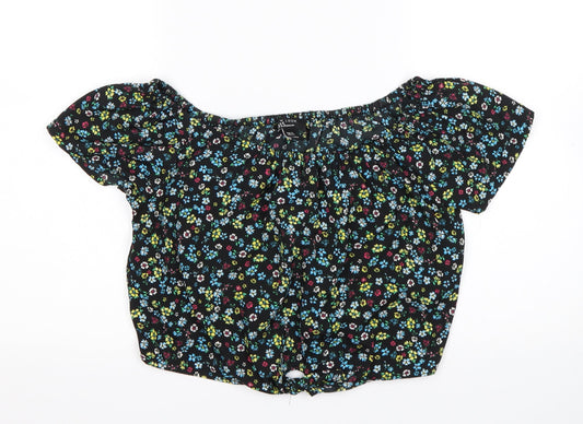 New Look Girls Multicoloured Floral Polyester Basic Blouse Size 15 Years Boat Neck