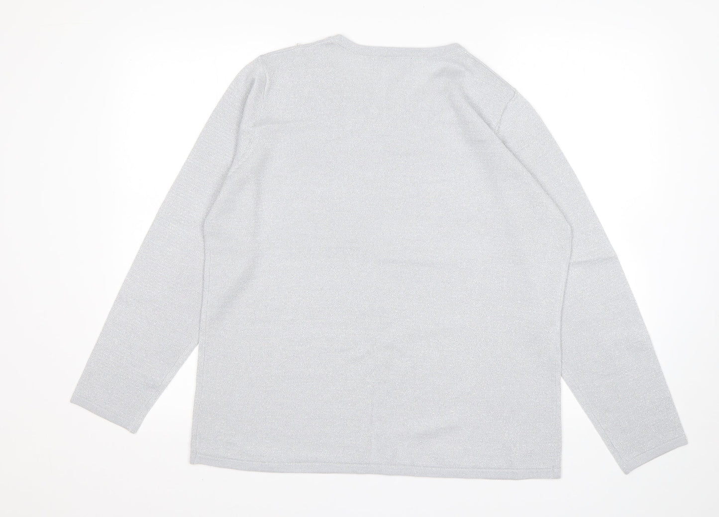 Bonmarché Womens Grey Round Neck  Acrylic Pullover Jumper Size M