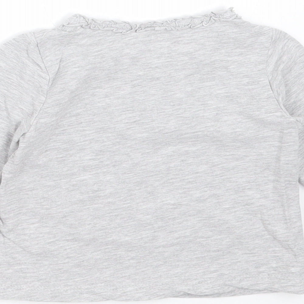 H&M Girls Grey  Cotton Basic T-Shirt Size 3-6 Months Round Neck