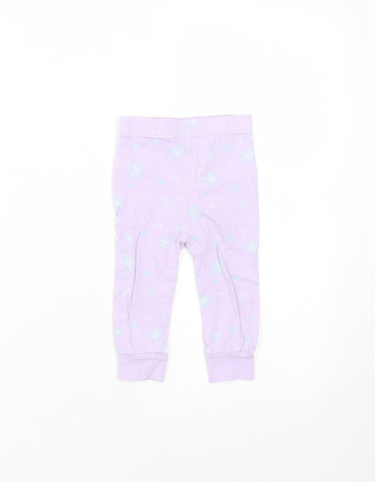 NEXT Baby Purple Geometric Cotton  Trousers Size 9-12 Months   - snowflakes