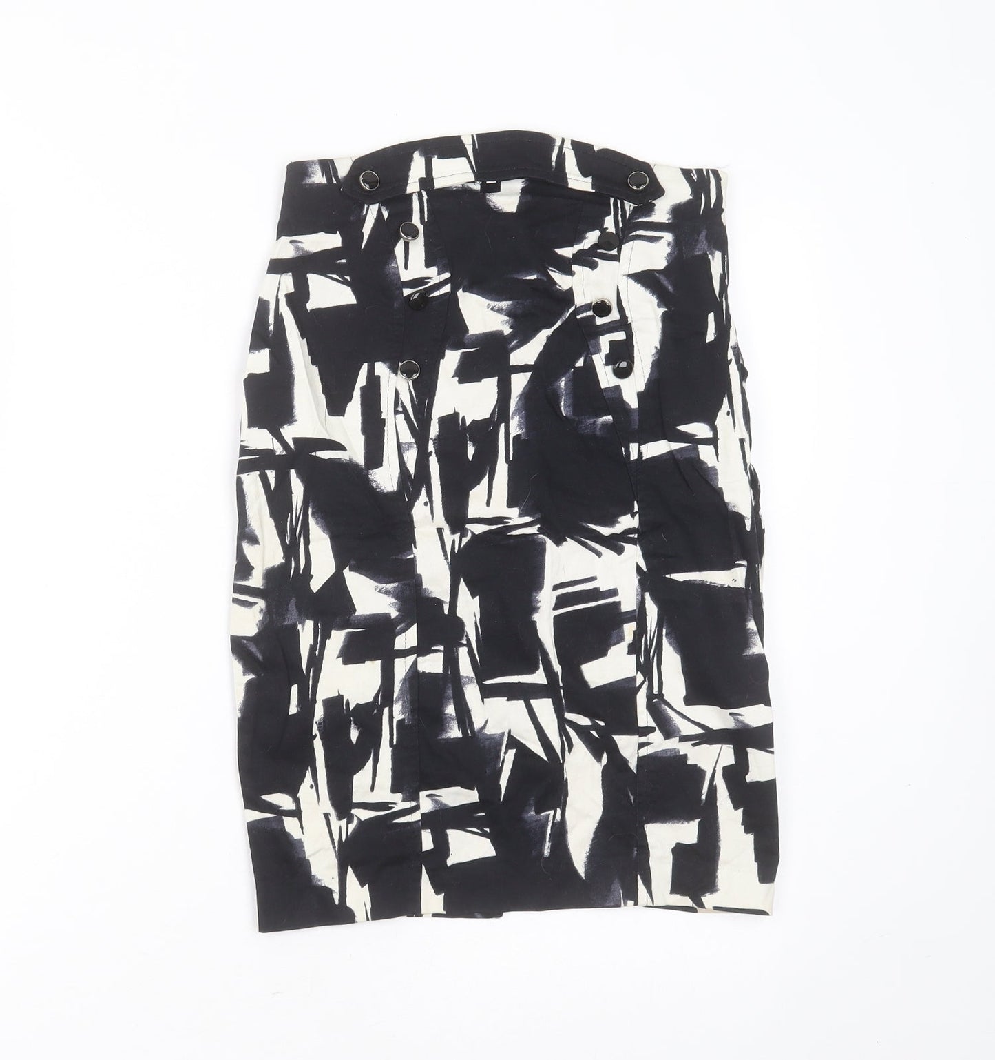 River Island Womens Black Geometric Cotton Straight & Pencil Skirt Size 8