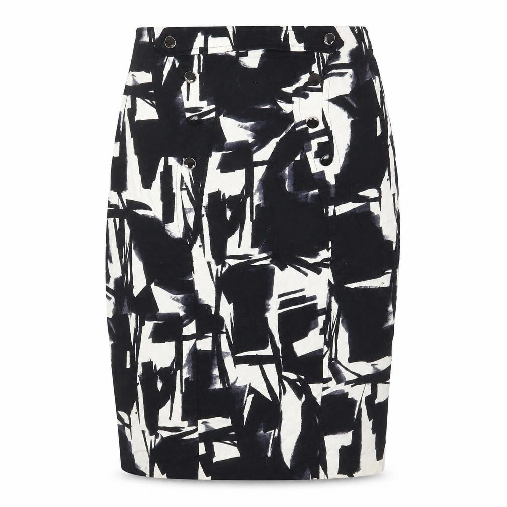 River Island Womens Black Geometric Cotton Straight & Pencil Skirt Size 8