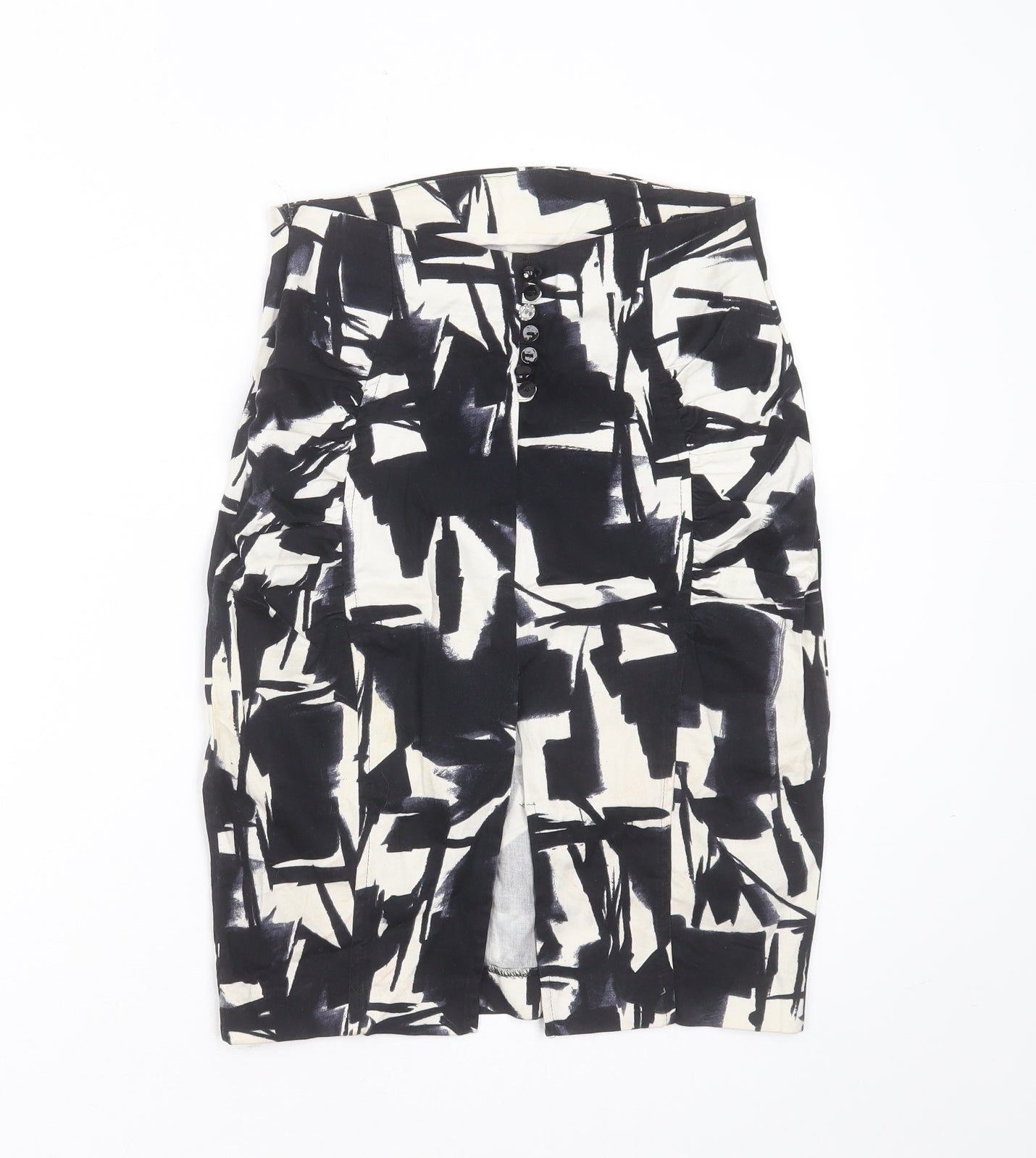 River Island Womens Black Geometric Cotton Straight & Pencil Skirt Size 8