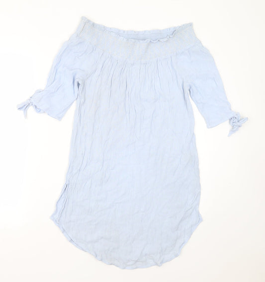 New Look Womens Blue  Viscose Basic Blouse Size M Round Neck