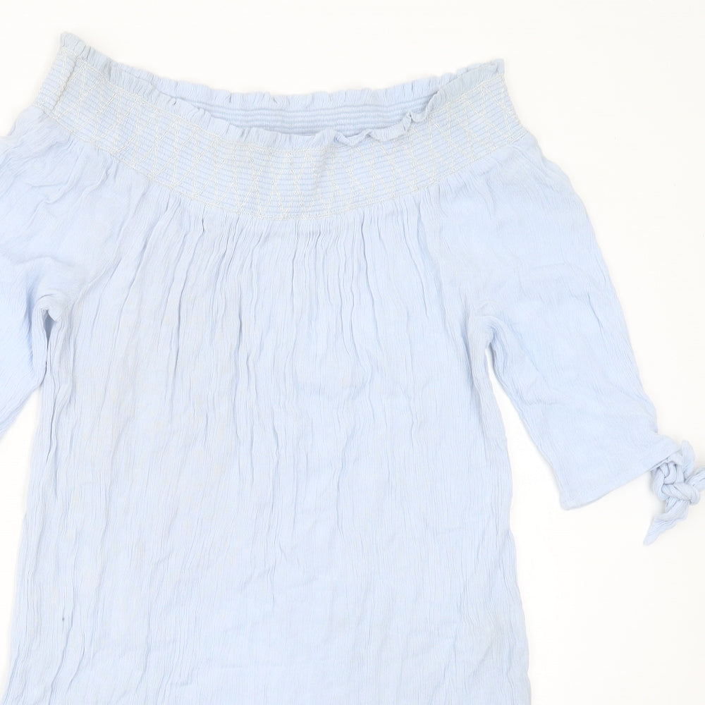 New Look Womens Blue  Viscose Basic Blouse Size M Round Neck