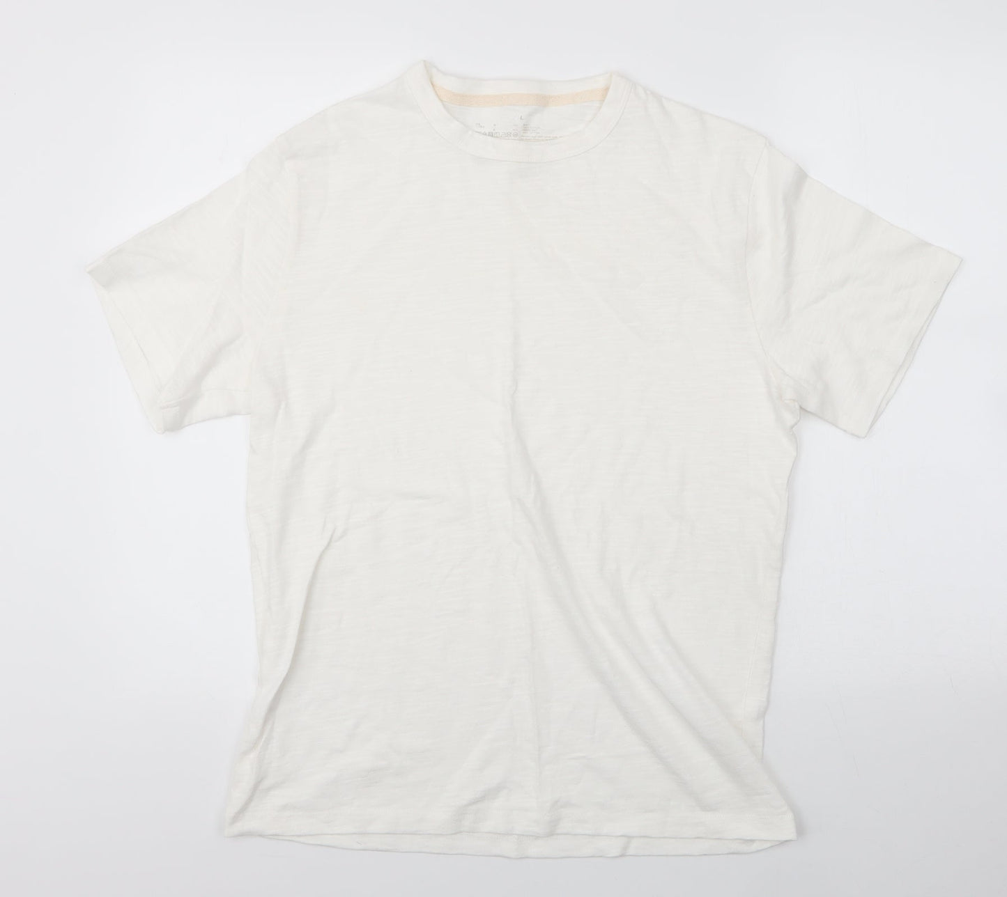 Preworn Womens White  100% Cotton Basic T-Shirt Size L Round Neck