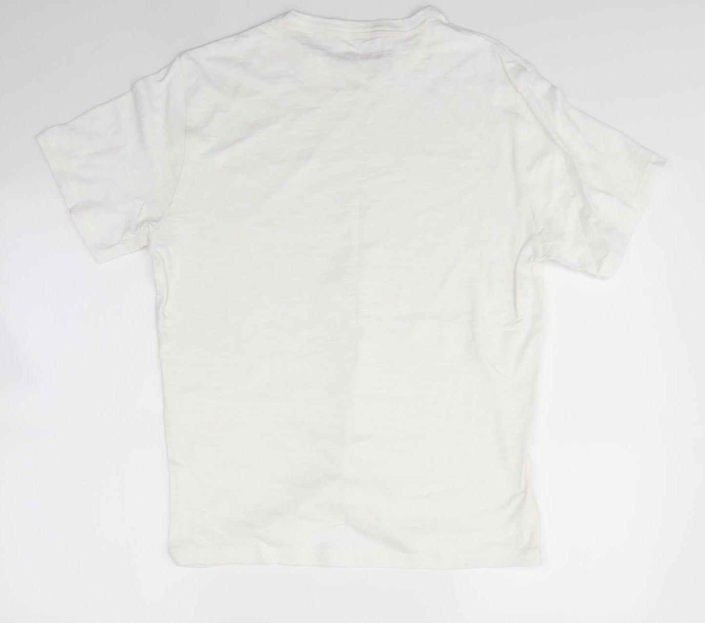 Preworn Womens White  100% Cotton Basic T-Shirt Size L Round Neck