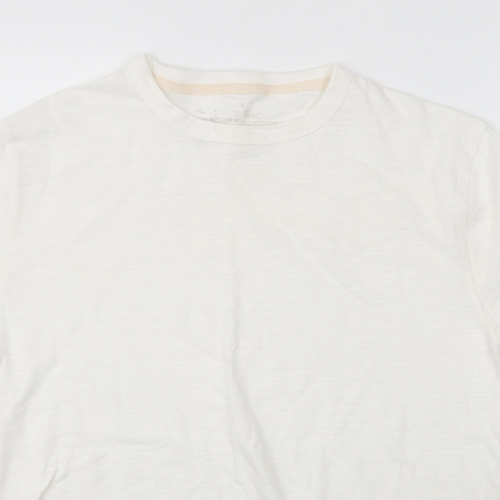 Preworn Womens White  100% Cotton Basic T-Shirt Size L Round Neck