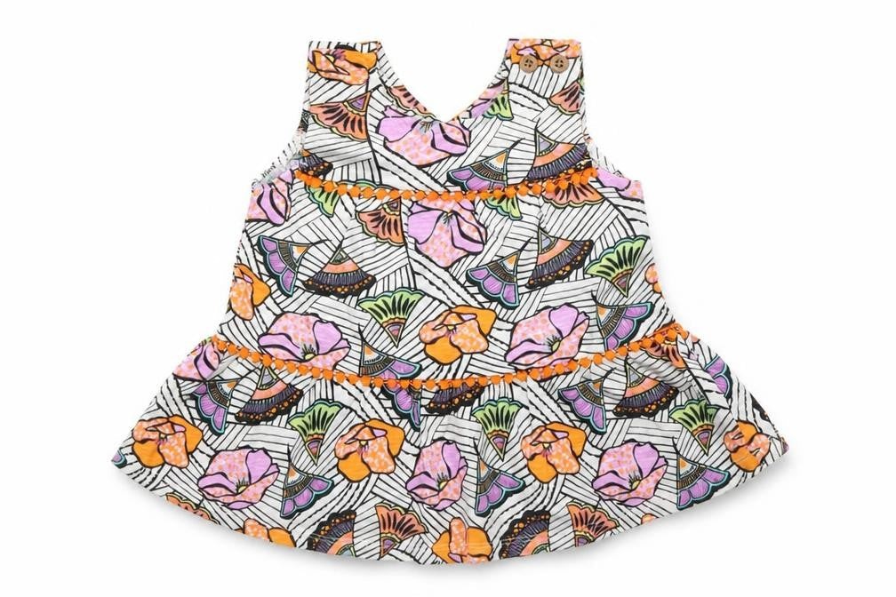NEXT Girls Pink Floral Cotton A-Line  Size 6-9 Months  V-Neck