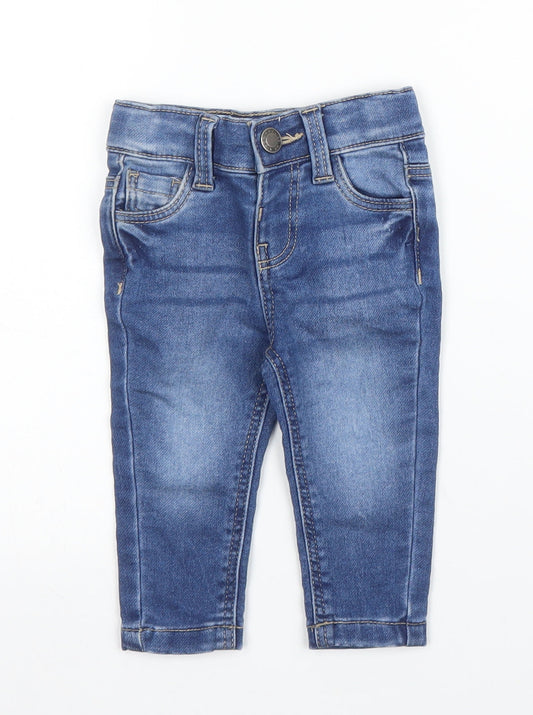 Primark Girls Blue  Cotton Capri Jeans Size 3-6 Months  Snap