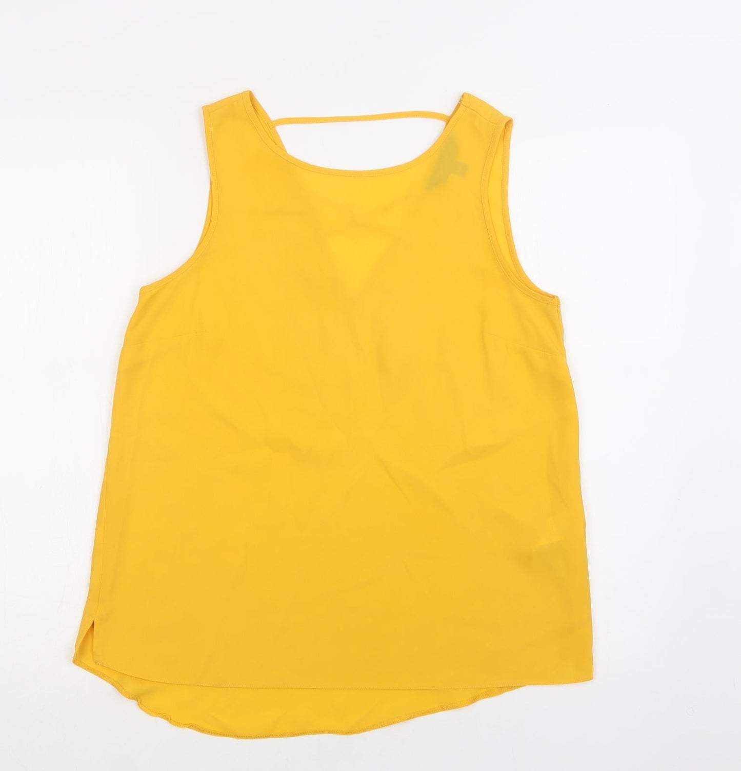 Dorothy Perkins Womens Yellow  Polyester Basic Blouse Size 10 Round Neck