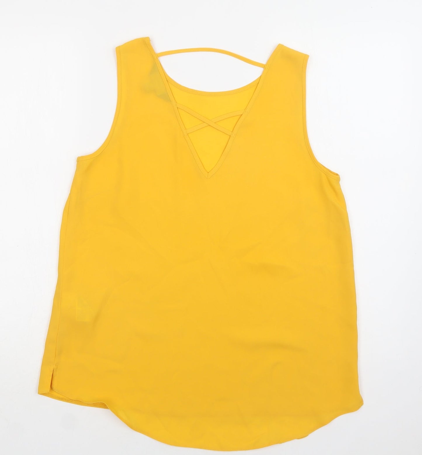 Dorothy Perkins Womens Yellow  Polyester Basic Blouse Size 10 Round Neck