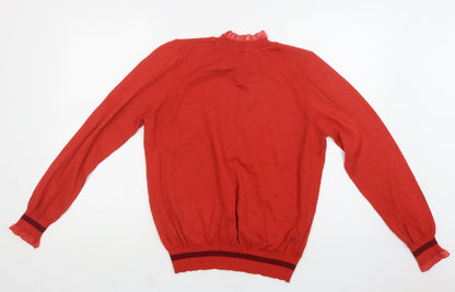 Next Womens Red Collared  Polyester Pullover Jumper Size M