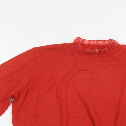 Next Womens Red Collared  Polyester Pullover Jumper Size M