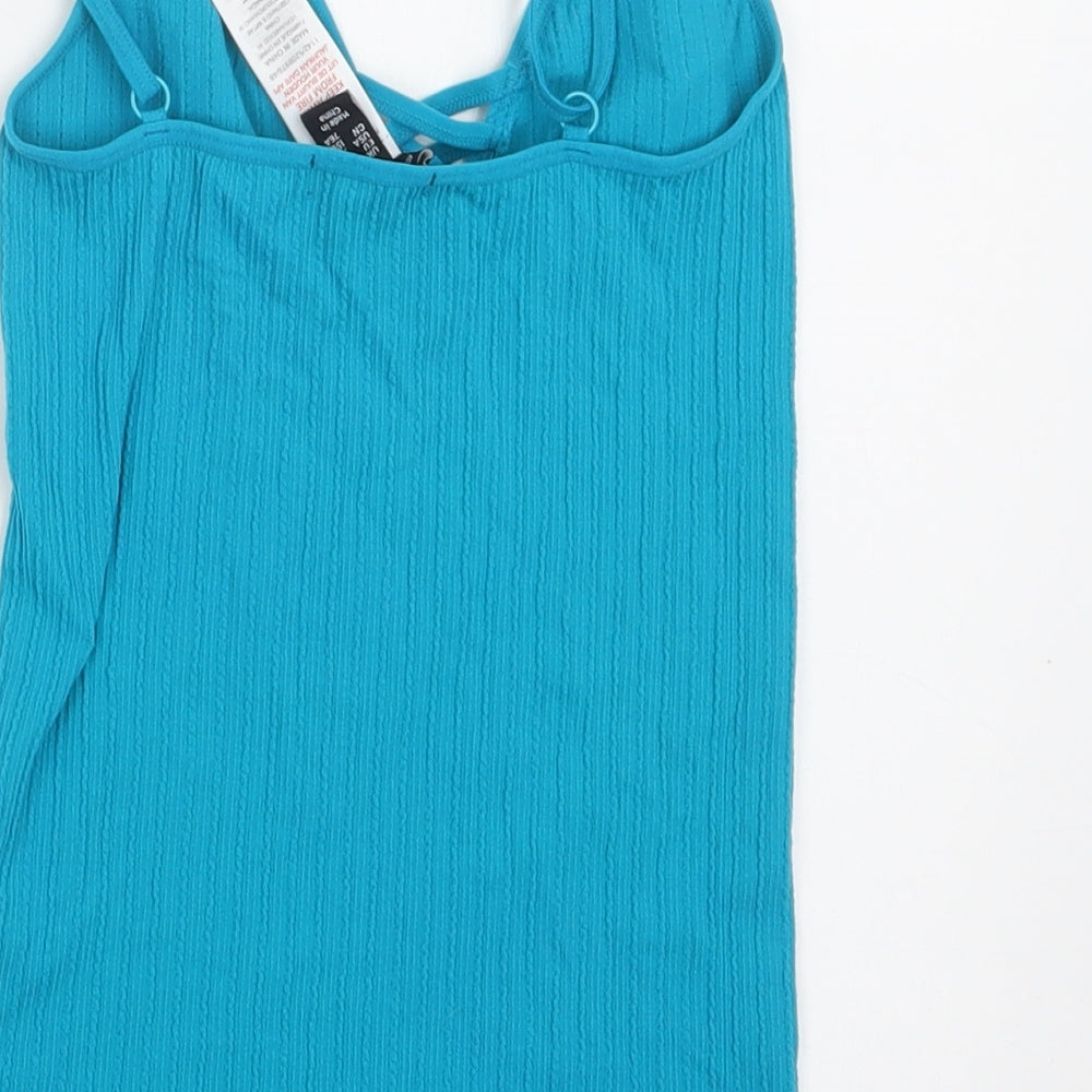New Look Womens Blue  Nylon Camisole Blouse Size XS V-Neck