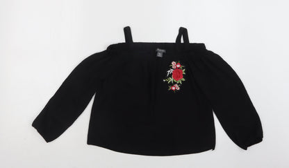 Primark Girls Black  Polyester Basic Blouse Size 9-10 Years Off the Shoulder