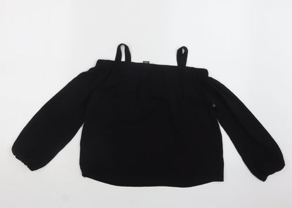 Primark Girls Black  Polyester Basic Blouse Size 9-10 Years Off the Shoulder