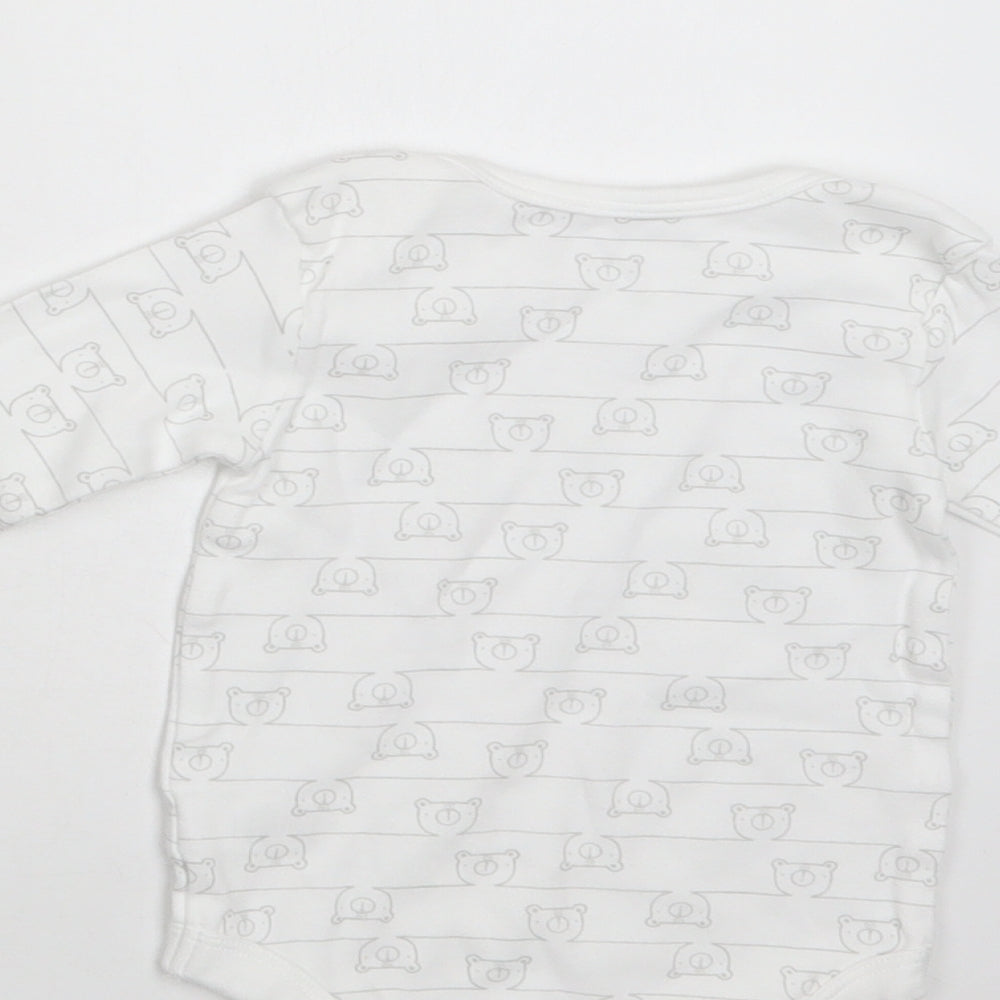 TU Baby White Geometric Cotton Romper One-Piece Size 9-12 Months  Snap - Teddy Print