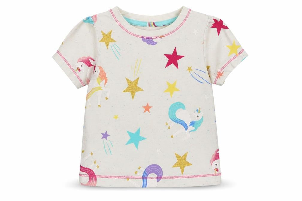 TU Baby Ivory Geometric Cotton Basic T-Shirt Size 18-24 Months Crew Neck  - Star Print