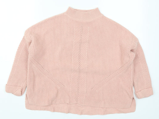 Topshop Womens Pink Round Neck  Acrylic Pullover Jumper Size 4