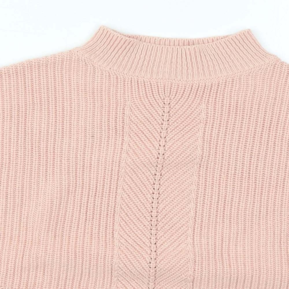 Topshop Womens Pink Round Neck  Acrylic Pullover Jumper Size 4