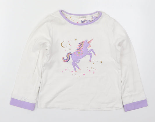 John Lewis Girls White Solid Cotton Top Pyjama Top Size 8 Years  Pullover - Unicorn Purple