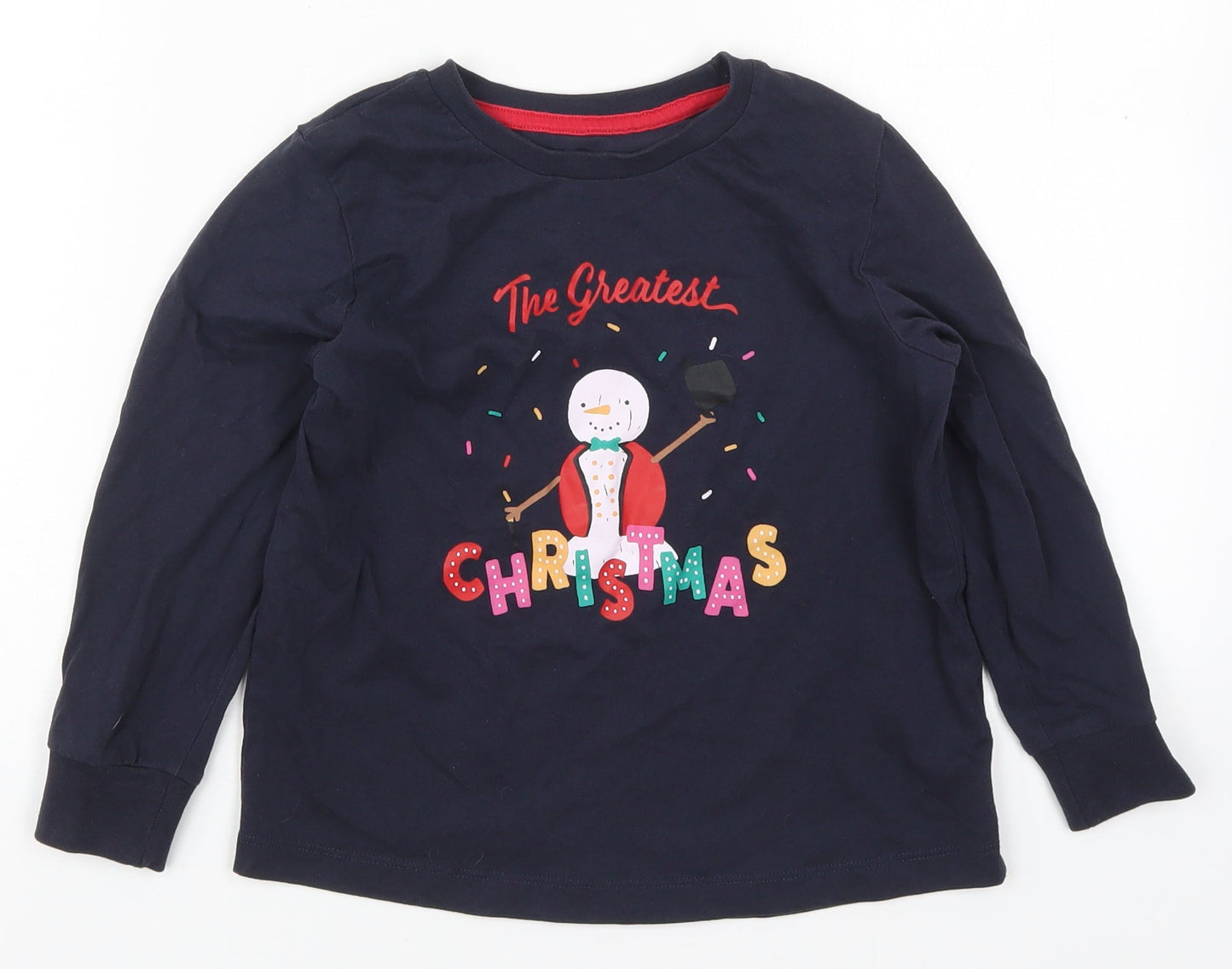 Matalan Boys Blue Solid Cotton  Pyjama Top Size 8 Years  Pullover - The Greatest Christmas