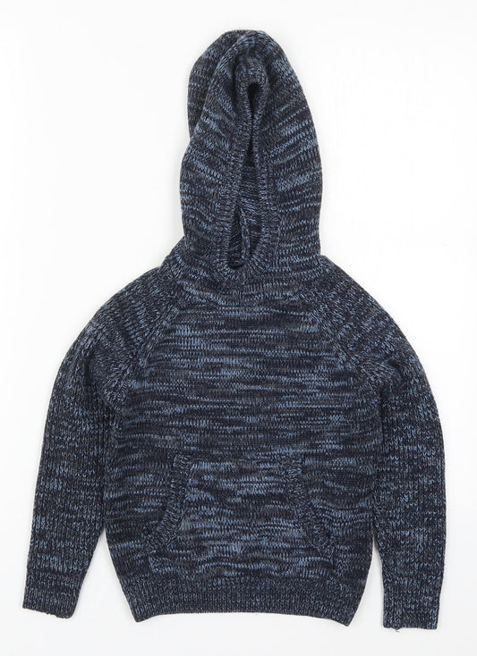 Matalan Boys Blue  Acrylic Pullover Hoodie Size 7 Years  Pullover